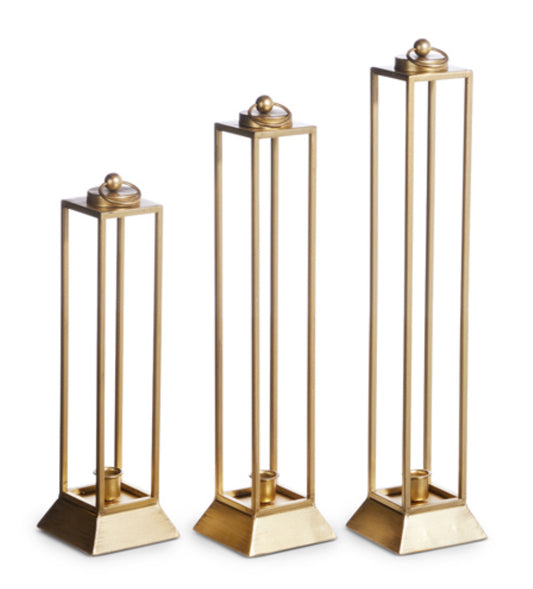 Gold Metal Taper Candle Lantern-Small