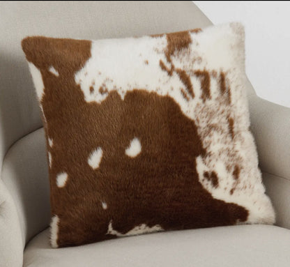 Brown Urban Faux Cowhide Pillow-18”