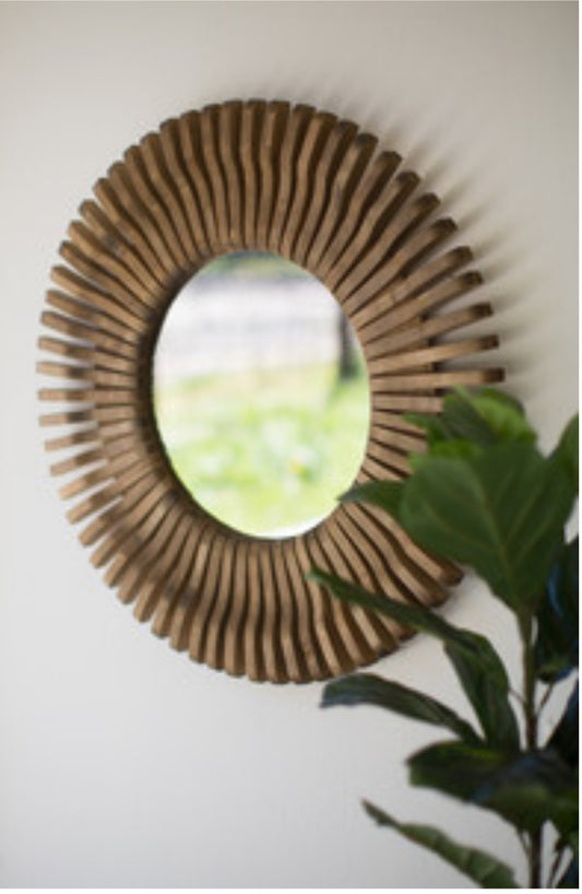 Round Wooden Mirror