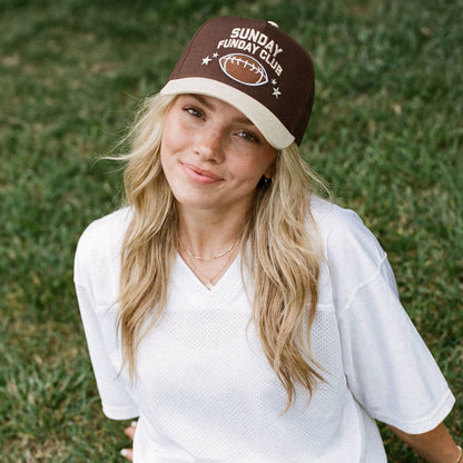 C.C SUNDAY FUNDAY CLUB Letter on Two Tone Trucker Hat