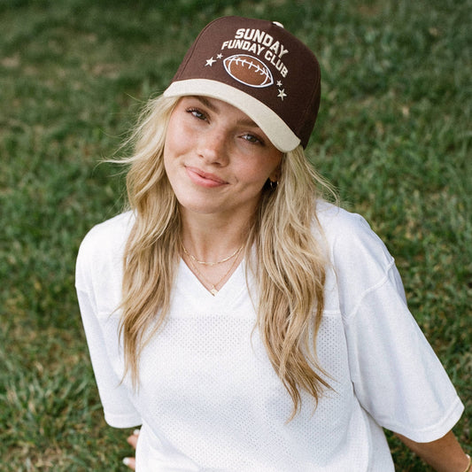 C.C SUNDAY FUNDAY CLUB Letter on Two Tone Trucker Hat