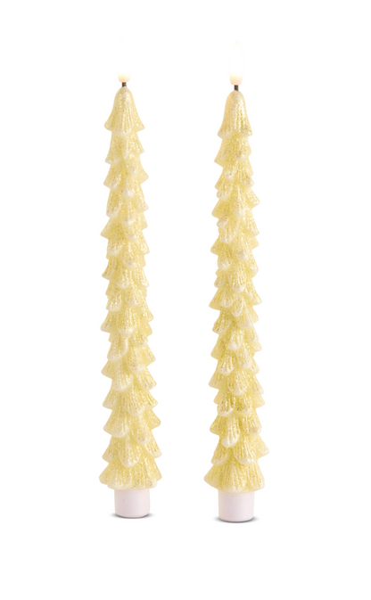 10.5” Glittered Gold Tree Taper Candles