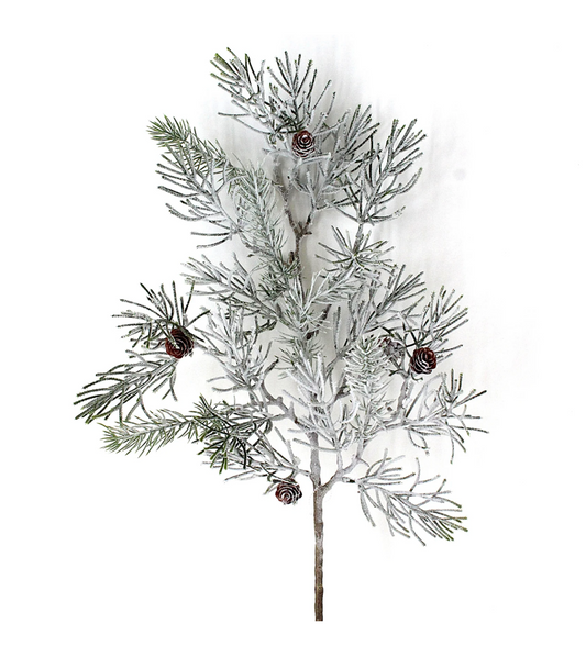 32” Snowed Pine w/Pinecones Spray