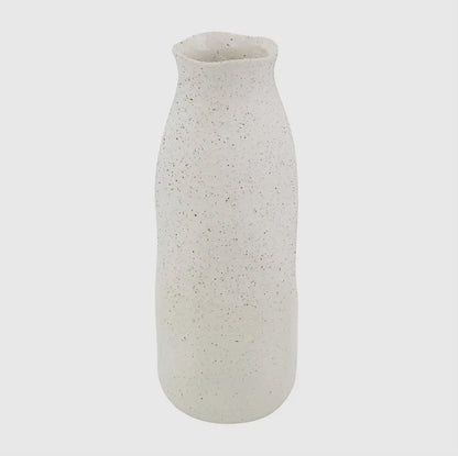 16” Ceramic Asymmetrical Artistic Ivory Vase