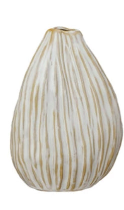 Stoneware Pleated Organic Shape Vase-1