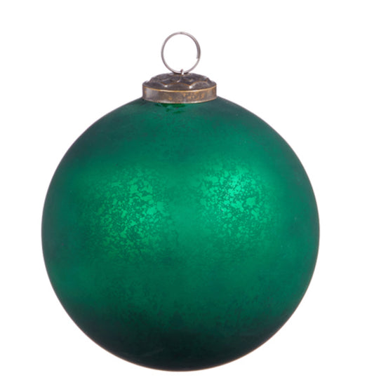 5” Antiqued Dark Green Ball Ornament