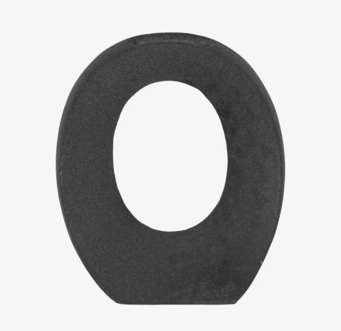 7” Black Rough Finish Open Cut-Out Vase