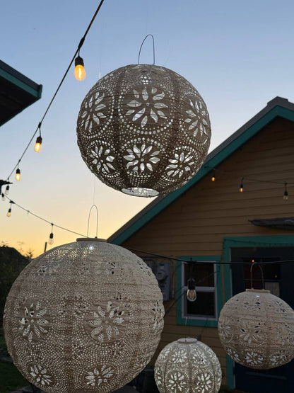 *NEW* Stella Luxe 12" Globe Boho Battery Lantern - Pearl