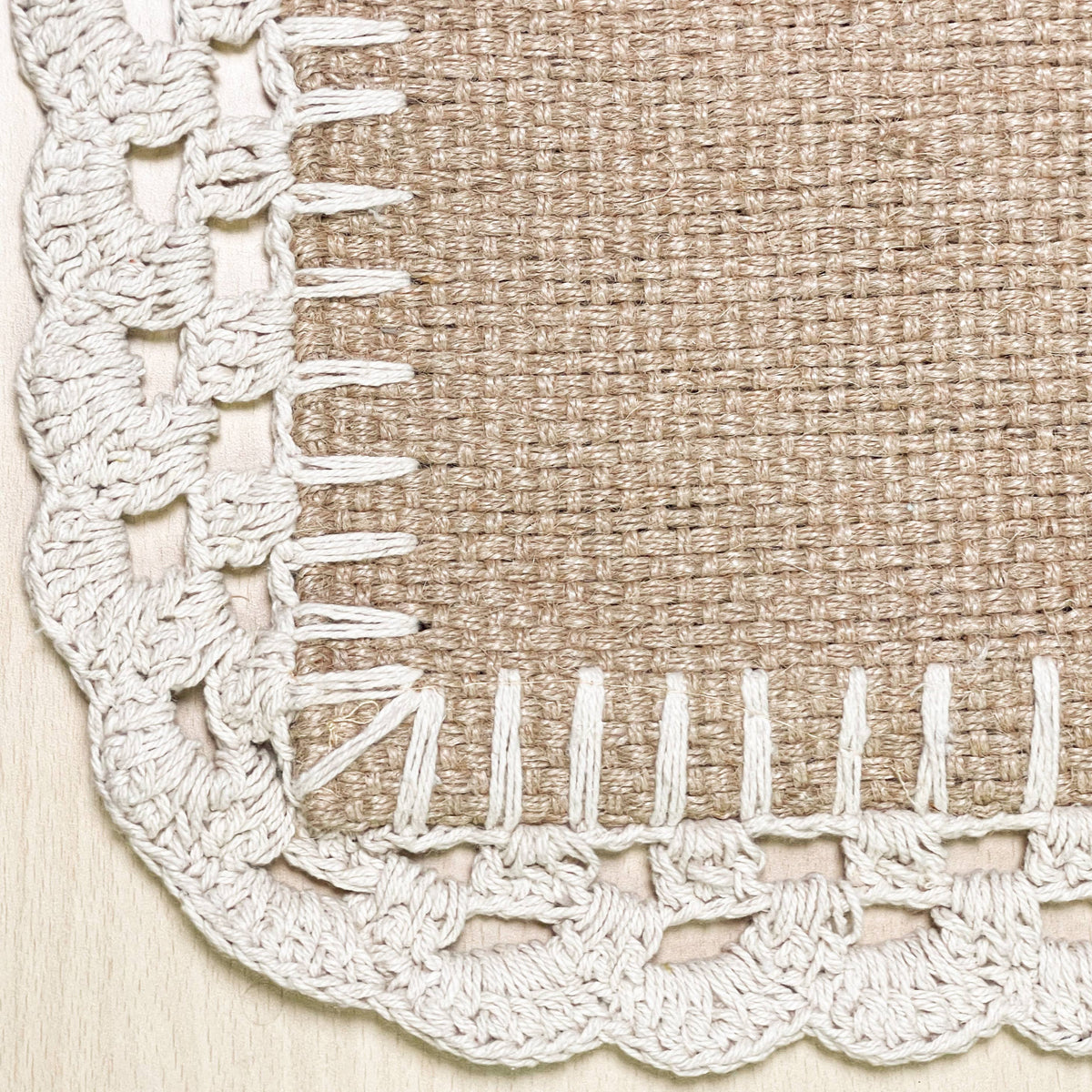 JUTE CROCHET TABLE RUNNER, JUTE-IVORY, 13''x36''