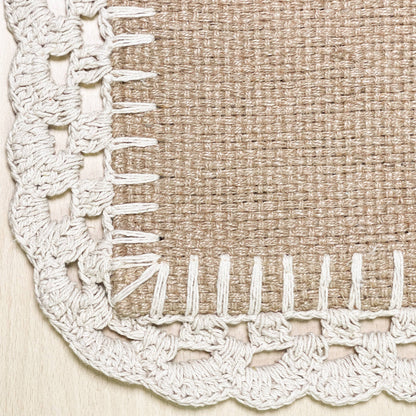 JUTE CROCHET TABLE RUNNER, JUTE-IVORY, 13''x36''