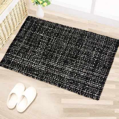 WAFFLE RUG, BLACK/WHITE, 21'' x 34''.
