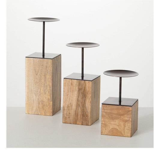 Modern block Pillar Candle Holder-med