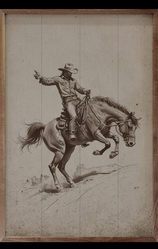 Bronc Riding Cowboy 5”x8”