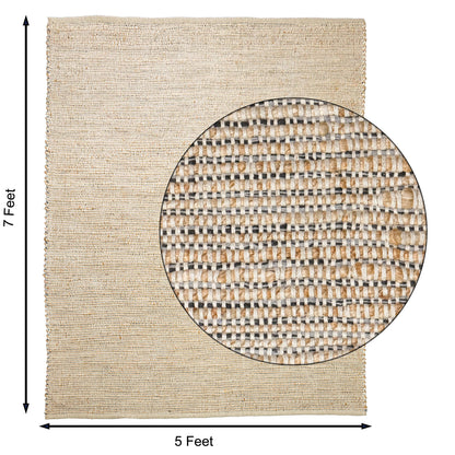 Jute Chindi Rug-Natural Jute-Greys, 5'x7'.