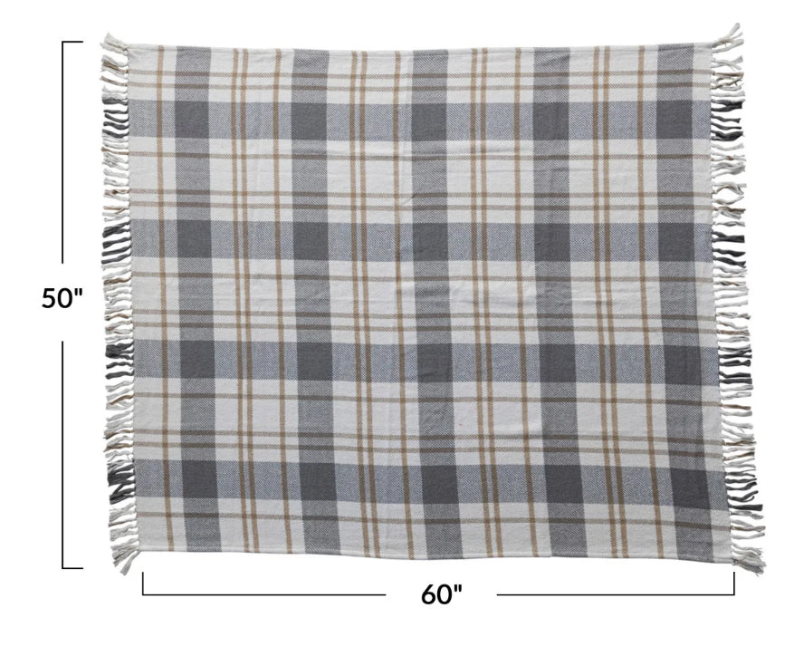 Brushed Cotton Flannel Throw w/Fringe