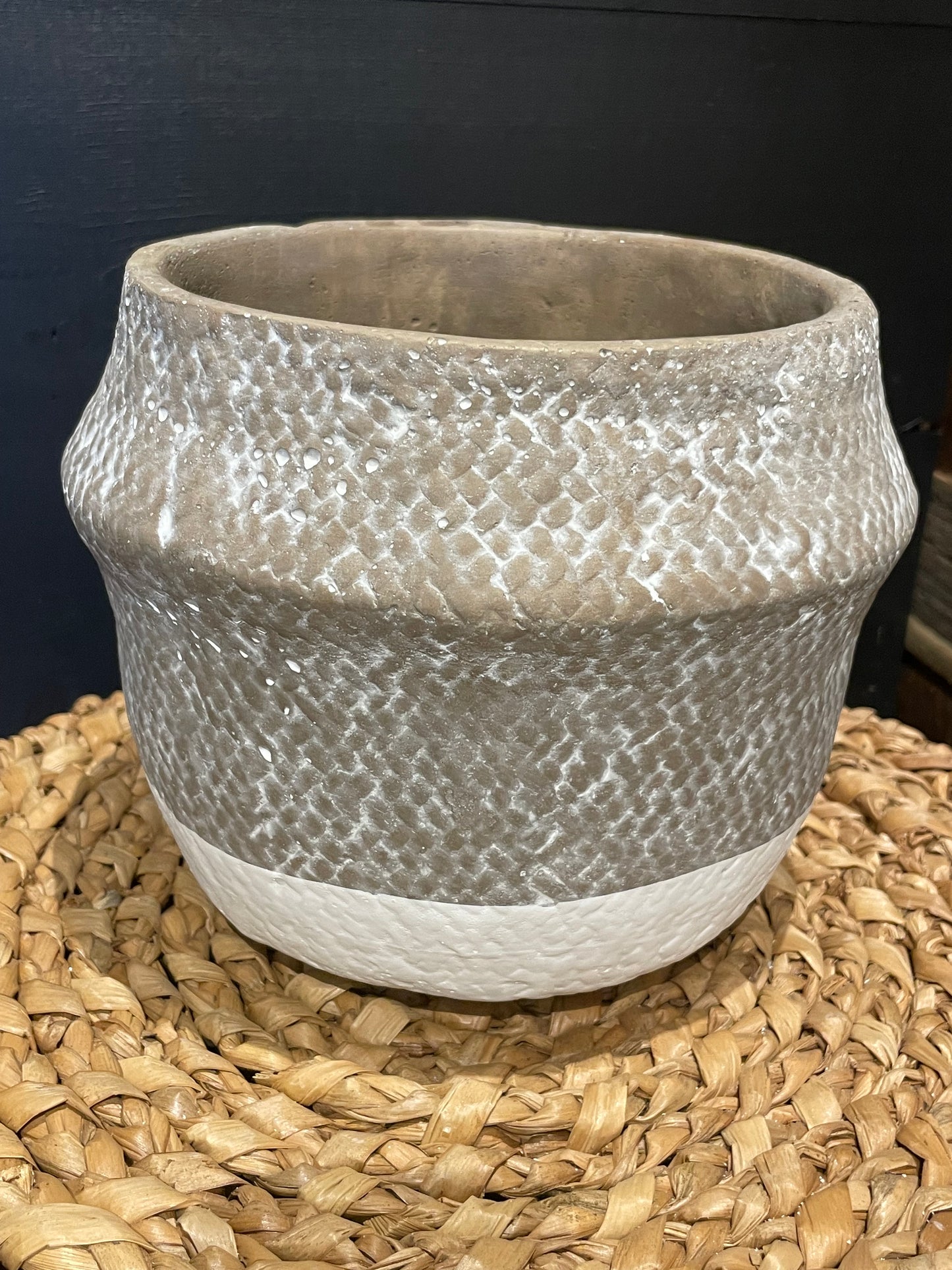 cement Woven Pattern Pottery-Med