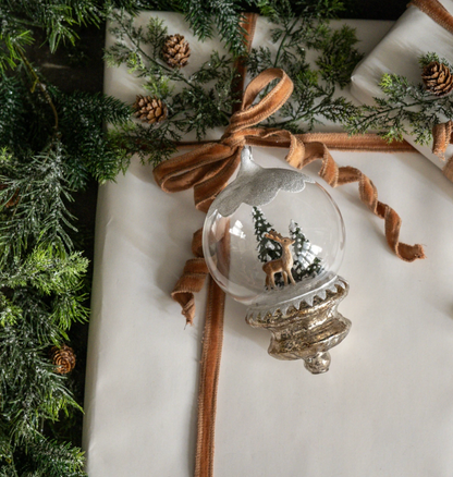 Snow Topped Globe w/ Deer Ornament