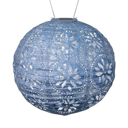 Stella Boho 12" Globe Solar Lantern - Metallic Blue