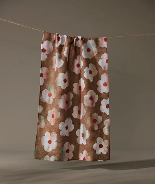 Brushed Bouquet Brown Tea Towel