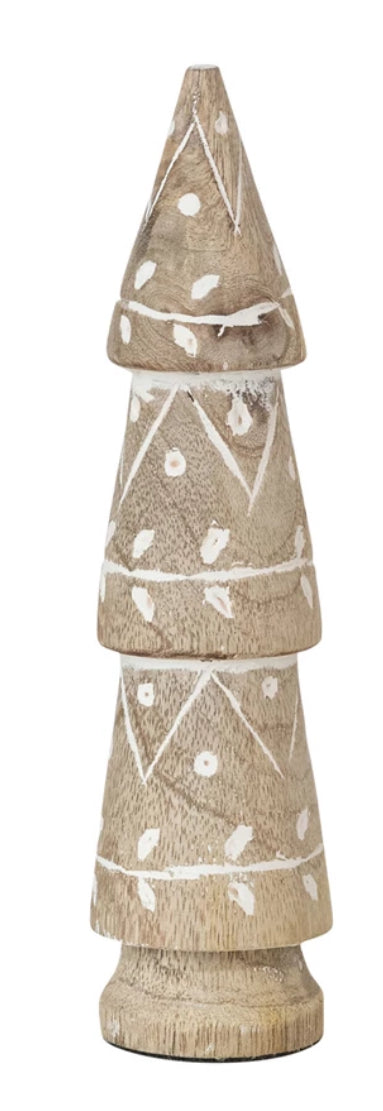 Hand-Carved Mango Wood Tree w/Design