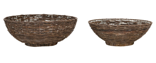 Woven Vine & Metal Baskets-Sm