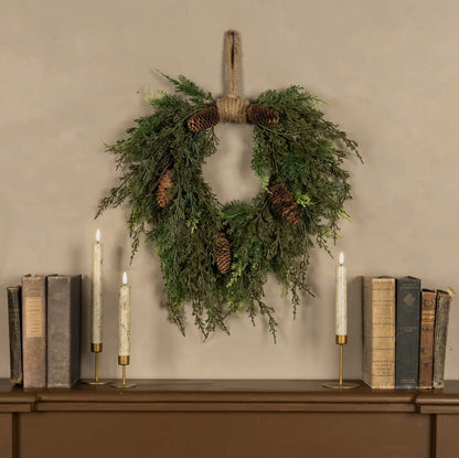 16” Cedar Hanging Wreath w/ cones