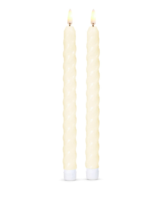 10.5” Ivory Twist Taper Candles