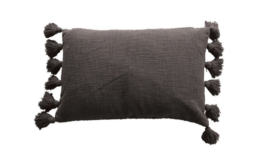 Cotton Slub Lumbar Pillow w/Tassels