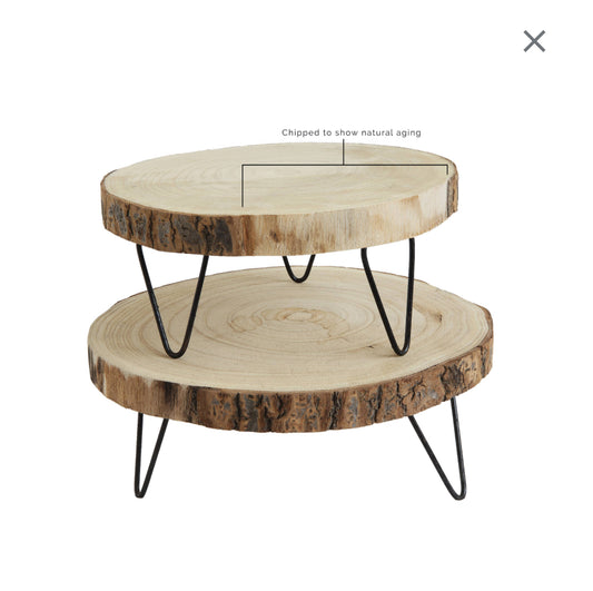 9”Rnd Paulownia Wood Pedistal w/ Metal Legs-SM