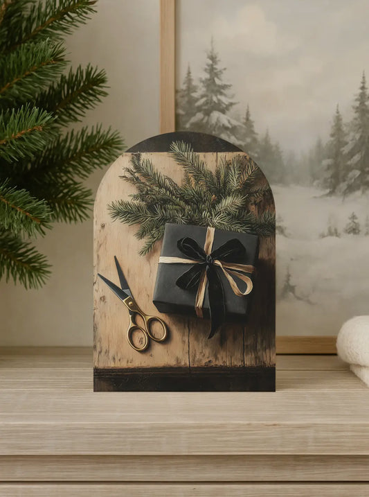 10”x7” Rustic Gift Wrapping Arch Wood Print