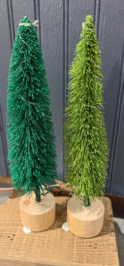 Bottle Brush Tree w/Led Lights & Wooden Base
