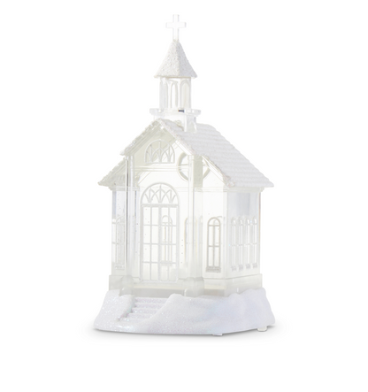 10.5” Lighted Swirling Glitter Water Church