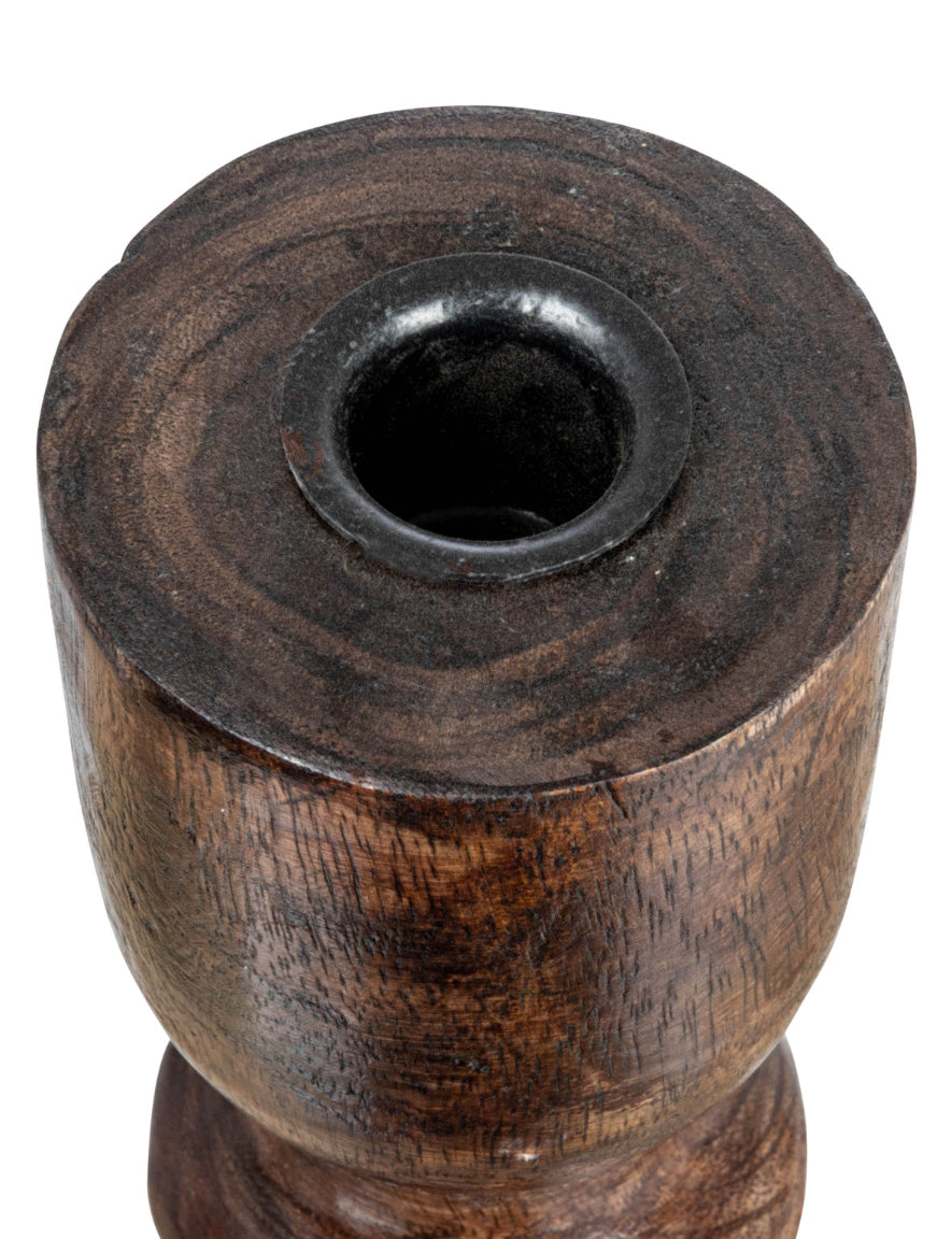 Hand-Carved Mango Wood Taper Holder