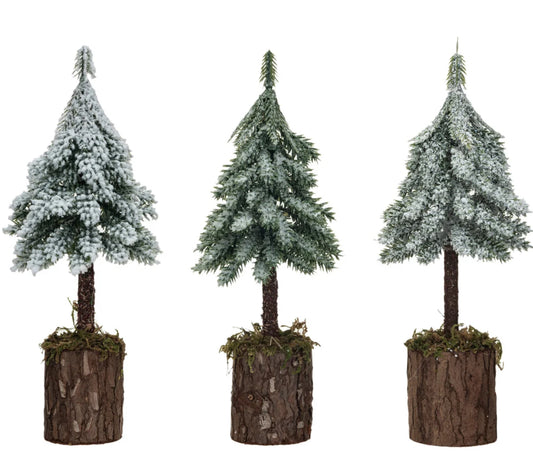 Faux Fir Tree w/Wood & Moss Base