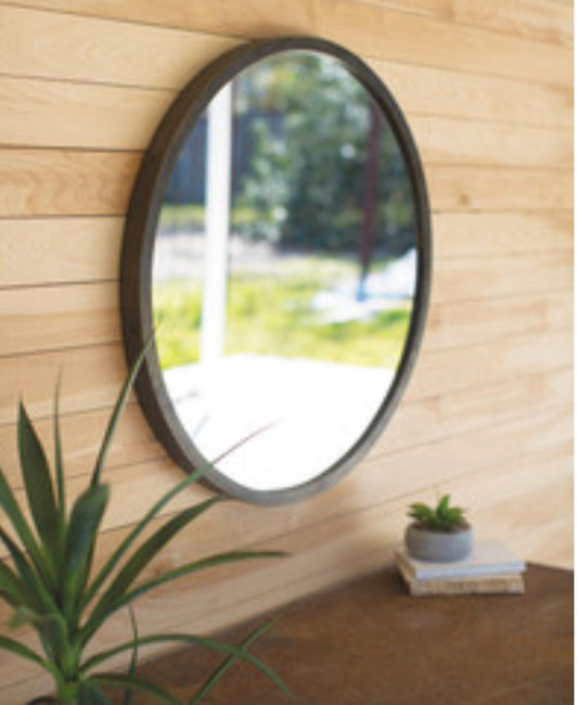 Round Mirror with Natural Metal Frame