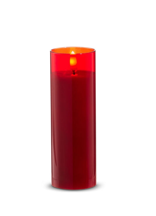 2”x6” Red Glass Red Pillar Candle