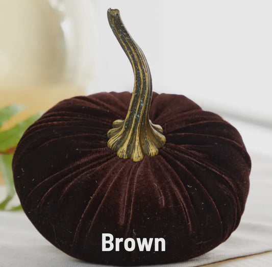 Large Brown Velvet Pumpkin