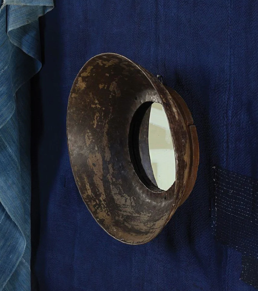 Rustic Metal Bowl Mirror