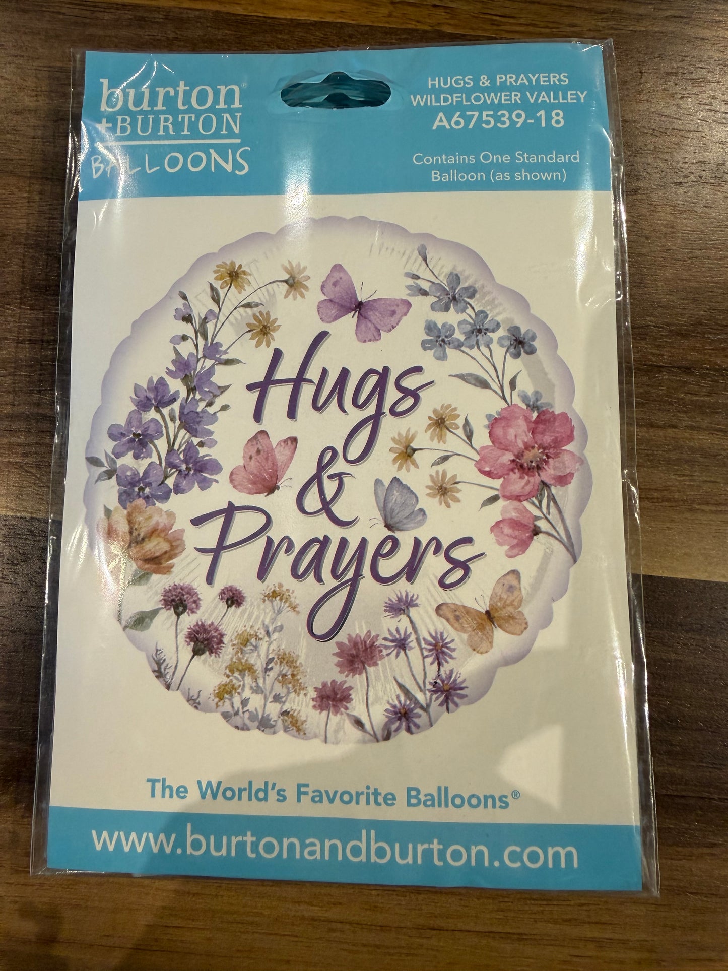 18” Prayers & Hugs Mylar Balloon