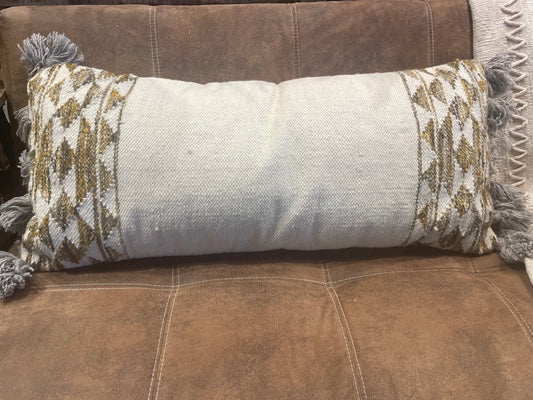 Hand-Woven Wool Kilim Pillow w/Tassels