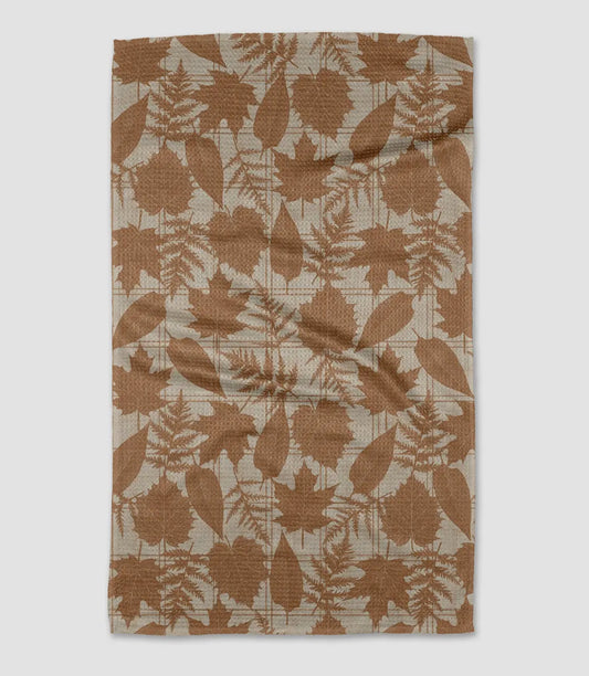 Autumnal Leaves Gold Tea Towel