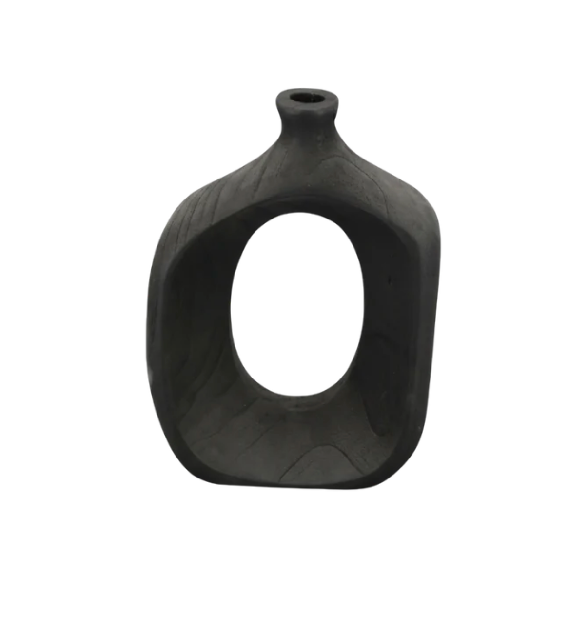10” Black Wooden Vase