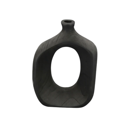 10” Black Wooden Vase