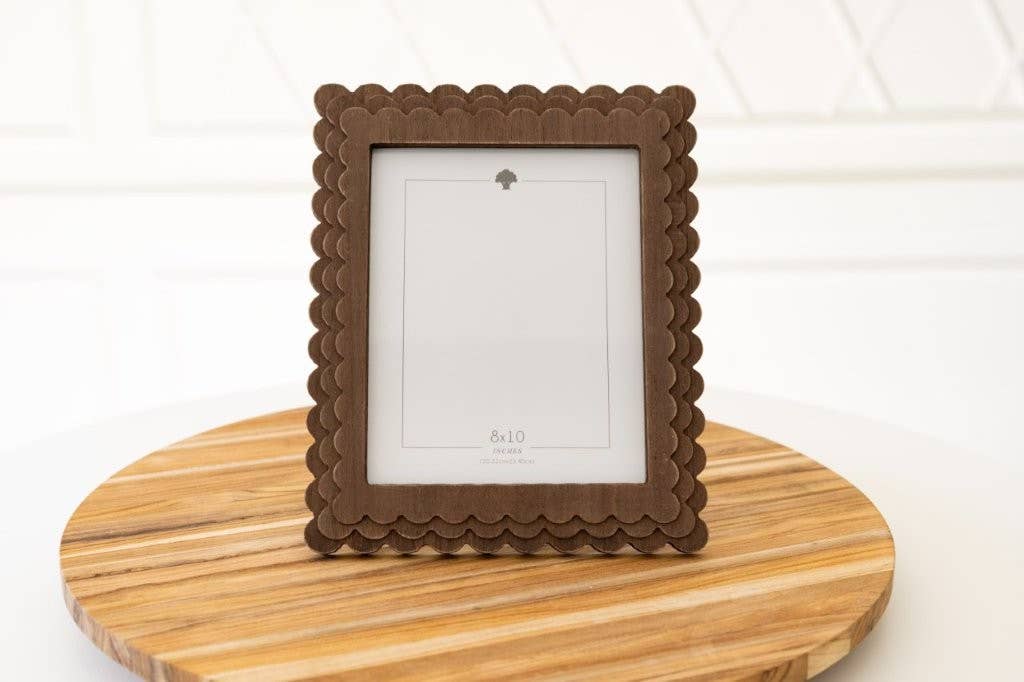 Wood scallop photo frame for 8x10 pic, espresso - 17062