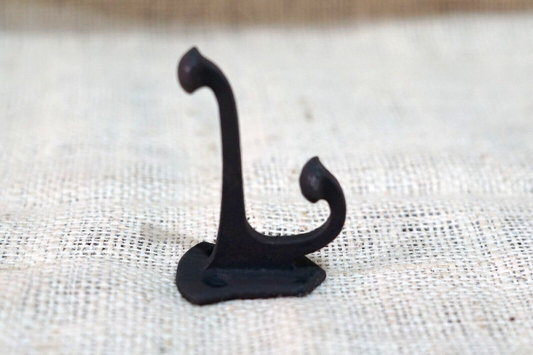Cast Iron Traditional School Hook -  Matte Black Color