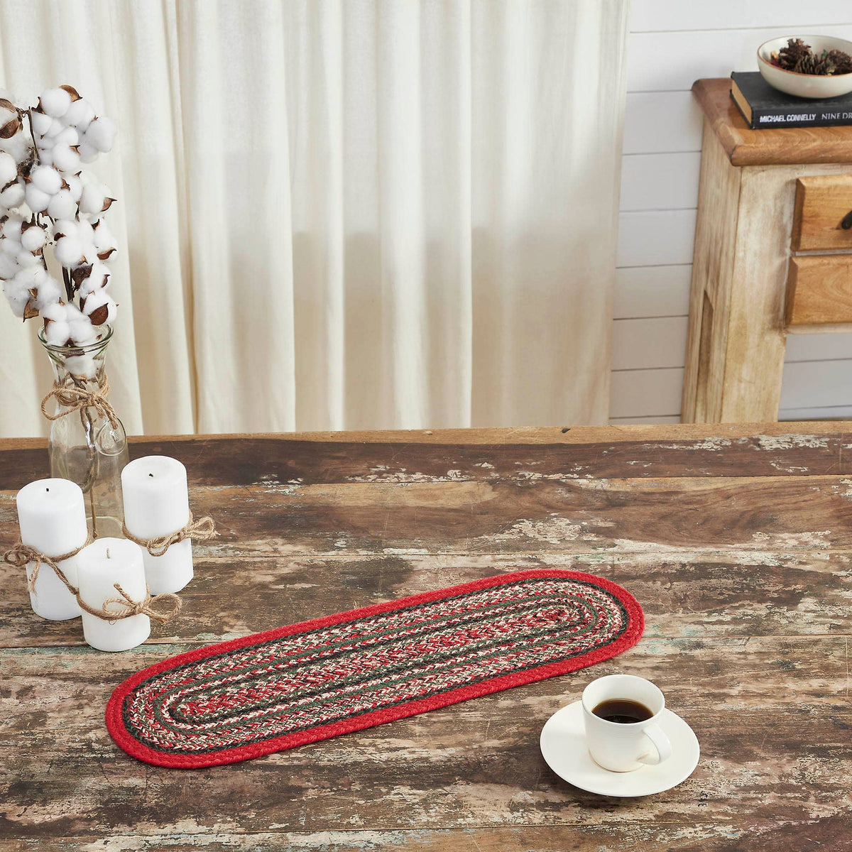 Christmas Braided Oval Table Runner 8x24 Forrester