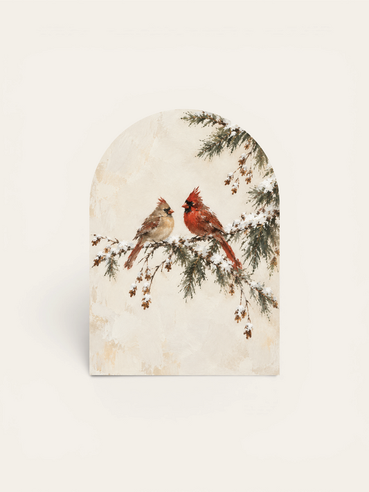 Two Cardinals on Snowy Branch, Arch | Christmas 2026