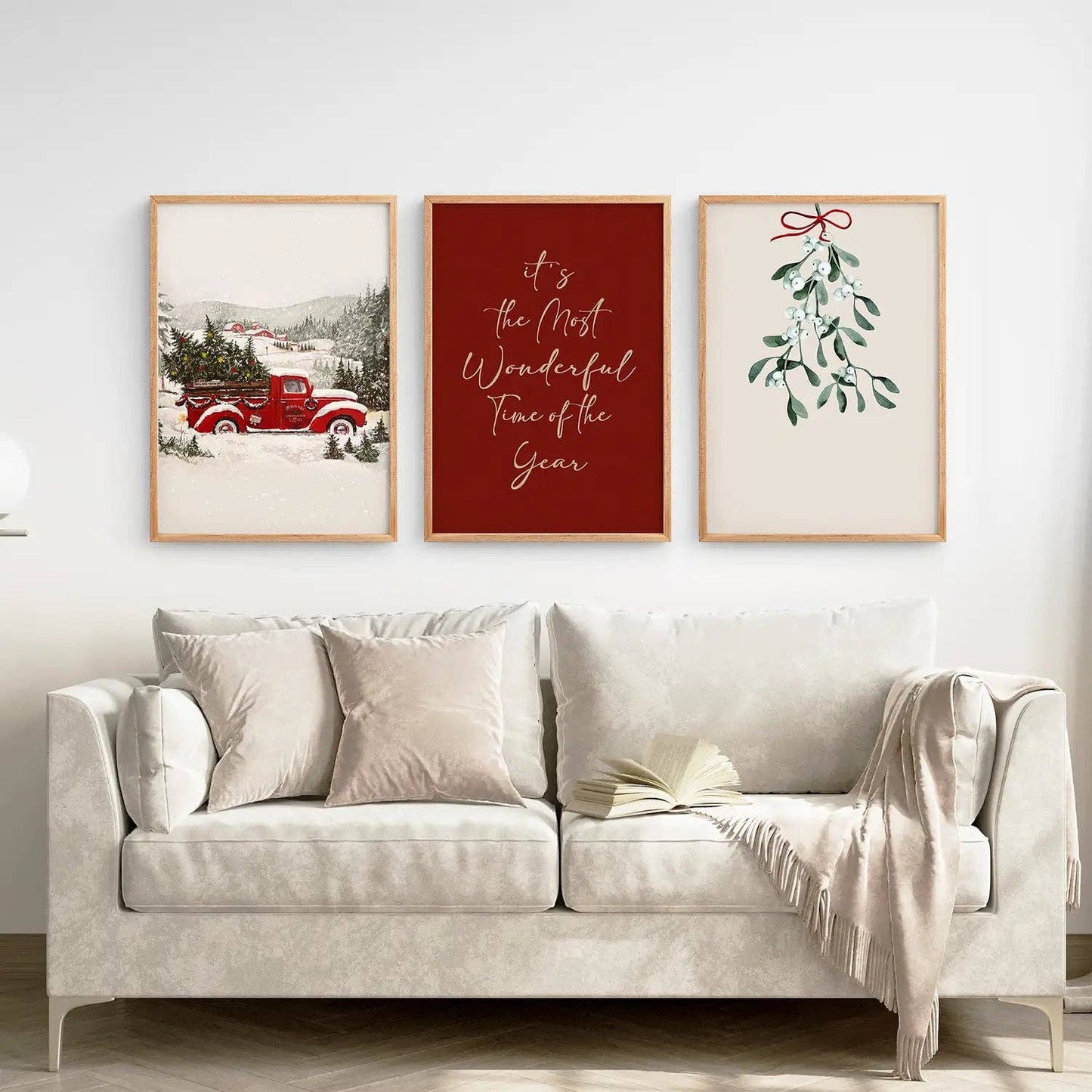 8” x 10” Winter Holiday Landscape Wall Art Print-Set/3-No Frames