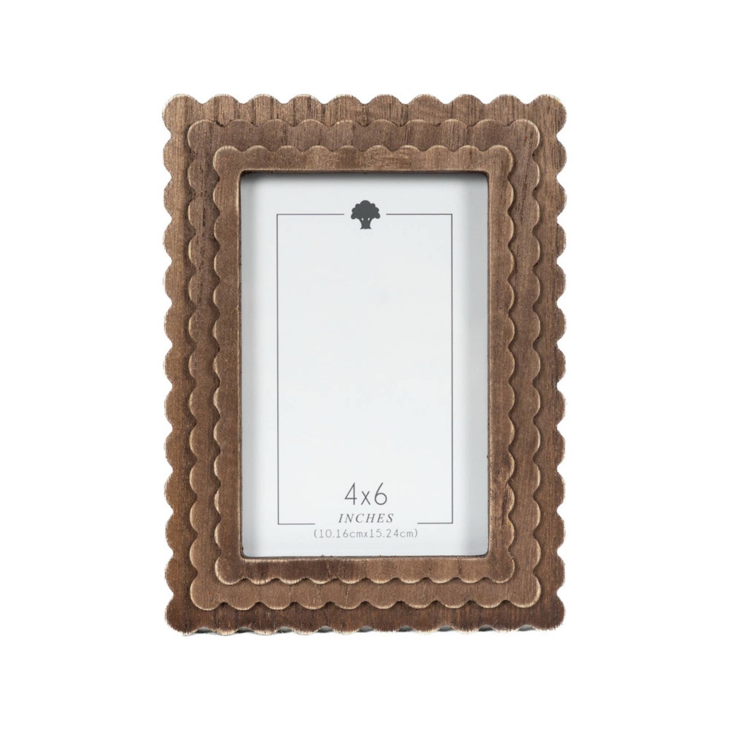 Wood scallop photo frame for 4x6 pic, espresso - 17025