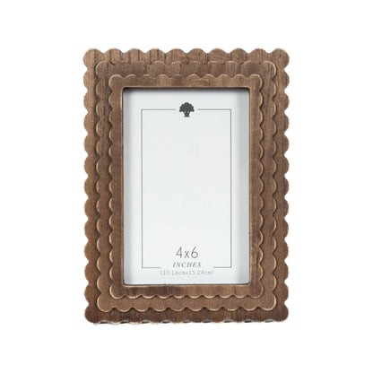 Wood scallop photo frame for 4x6 pic, espresso - 17025